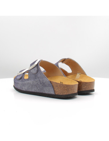 Mules Plakton Cp Beta Square azul femme confort double bride été