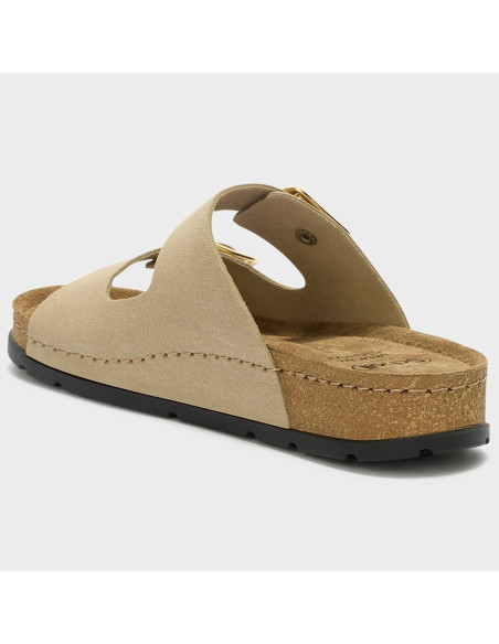 Scholl Bora 2 Buckles Dark Beige Femme | Mules Confort Anatomiques
