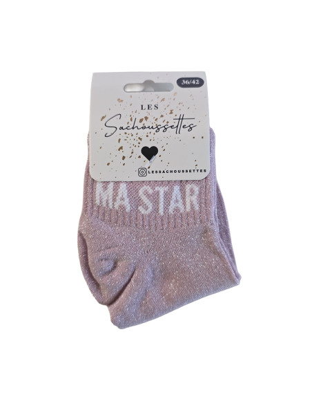 Sachoussettes Chaussettes courte ma star rose