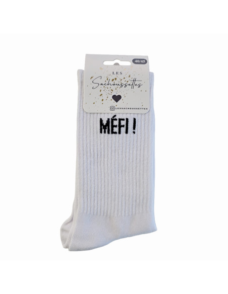 Sachoussettes Chaussettes Méfi blanc