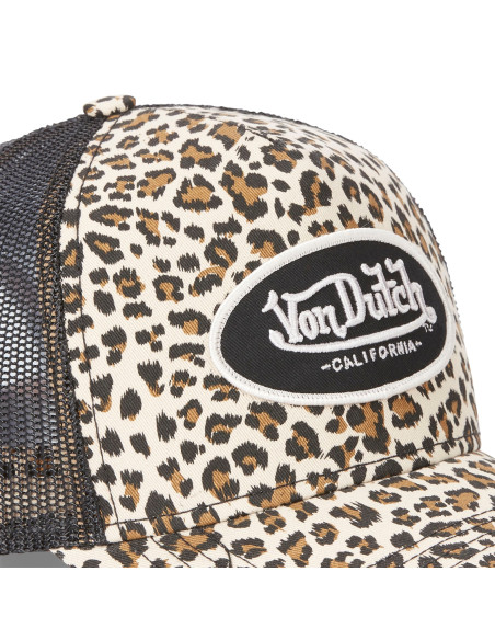 Casquette Mixte Von Dutch Trucker Léopard Noir VD/GB/CAS2/LEO/BE
