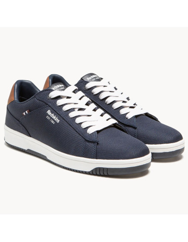 Baskets Redskins O271-AB - Élégance et Confort avec Cuir et Tissu Bleu Marine