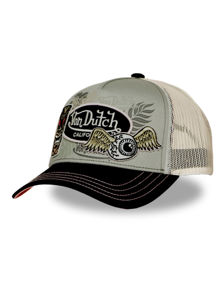 Von Dutch Casquette Trucker Snapback PATCHES Vert pÃ¢le/Noir/Beige/Rose