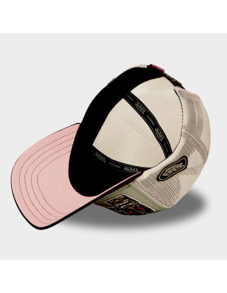 Von Dutch Casquette Trucker Snapback PATCHES Vert pÃ¢le/Noir/Beige/Rose