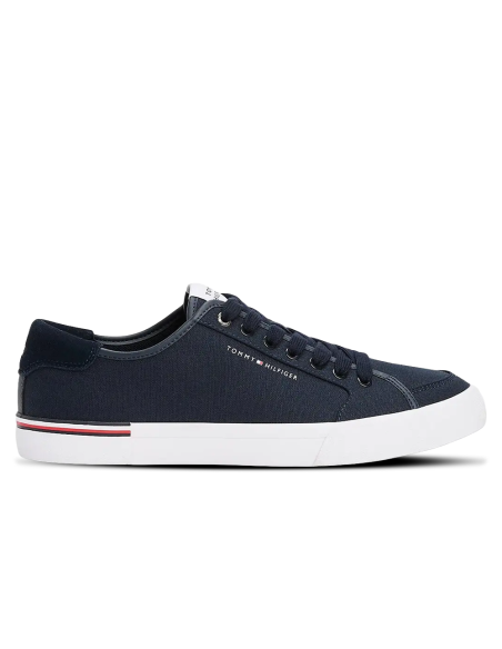 Tommy Hilfiger FM05398-DW5 baskets en toile bleu marine et semelle blanche