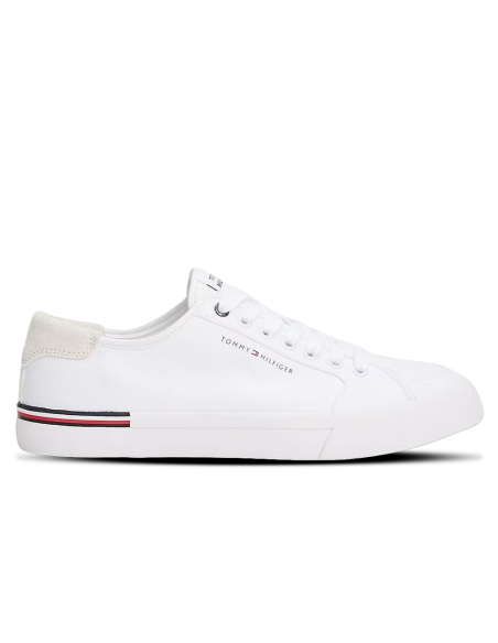 Tommy Hilfiger FM05398-YBS baskets basses en toile blanche - Hylton.fr