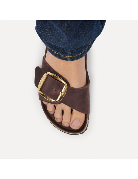 Birkenstock Madrid Big Buckle Habana cuir huilé femme 1032914