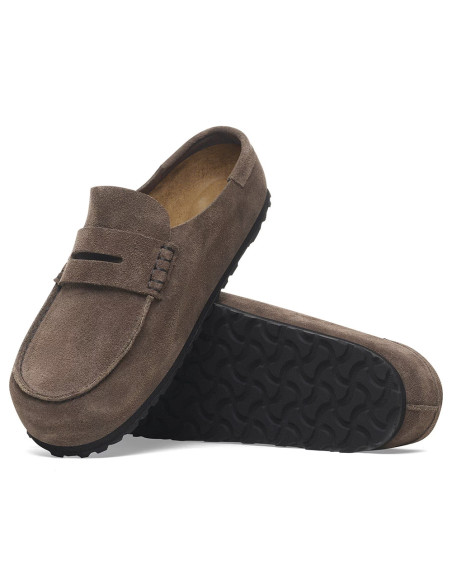 Birkenstock Naples Suede femme – Mocassins en suède Concrete Gray