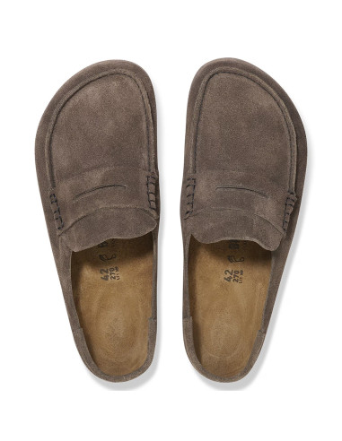 Birkenstock Naples Suede femme – Mocassins en suède Concrete Gray