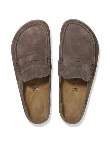 Birkenstock Naples Suede femme – Mocassins en suède Concrete Gray