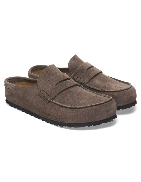 Birkenstock Naples Suede femme – Mocassins en suède Concrete Gray