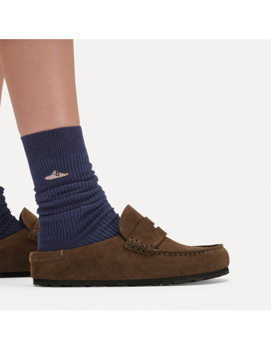 Birkenstock Naples Suede mixte – Mocassins en suède Carafe