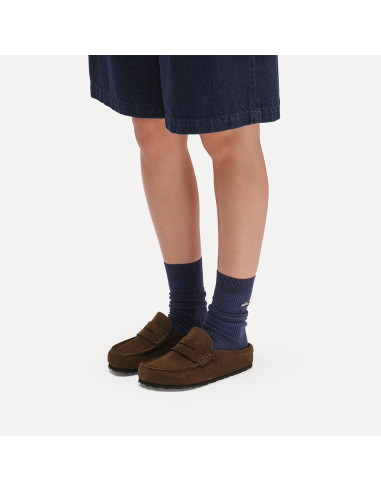 Birkenstock Naples Suede mixte – Mocassins en suède Carafe