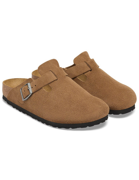 Birkenstock Boston Suede mixte – Sabots en suède Thé Noir