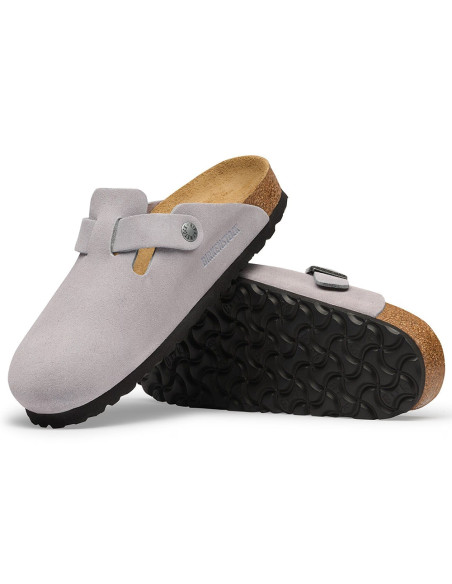 Birkenstock Boston Suede femme – Sabots en suède Lavender