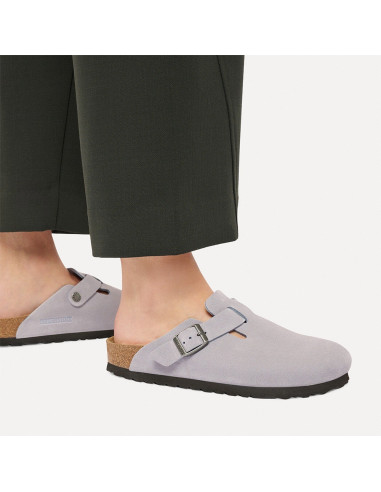 Birkenstock Boston Suede femme – Sabots en suède Lavender
