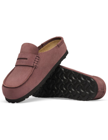 Birkenstock Naples Suede femme – Mocassins en suède Pepper