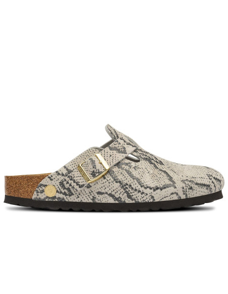 Birkenstock Boston Rivet Logo Suede femme – Sabots imprimé Snake