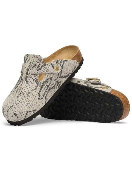 Birkenstock Boston Rivet Logo Suede femme – Sabots imprimé Snake