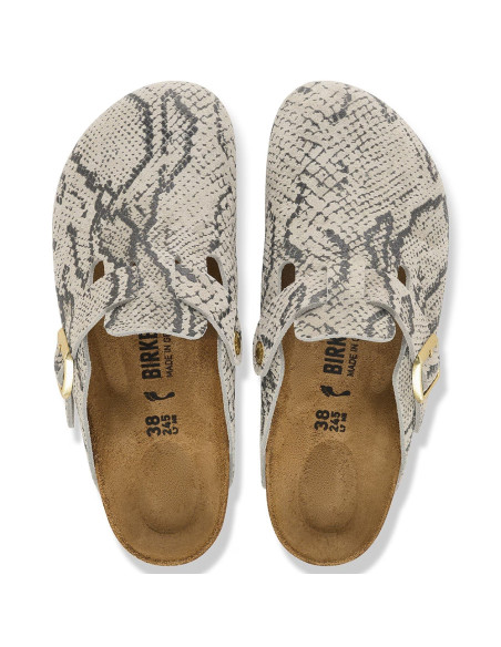 Birkenstock Boston Rivet Logo Suede femme – Sabots imprimé Snake
