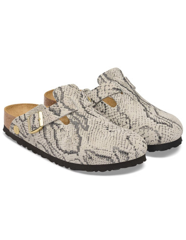 Birkenstock Boston Rivet Logo Suede femme – Sabots imprimé Snake