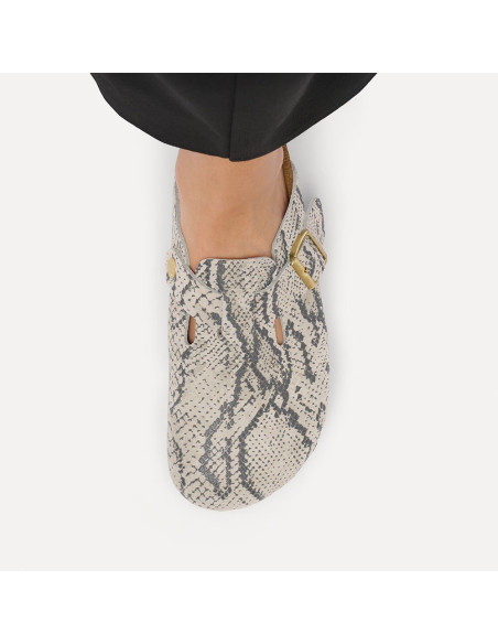 Birkenstock Boston Rivet Logo Suede femme – Sabots imprimé Snake