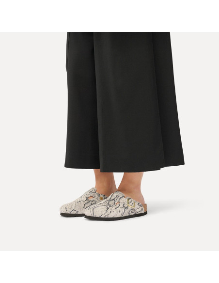 Birkenstock Boston Rivet Logo Suede femme – Sabots imprimé Snake