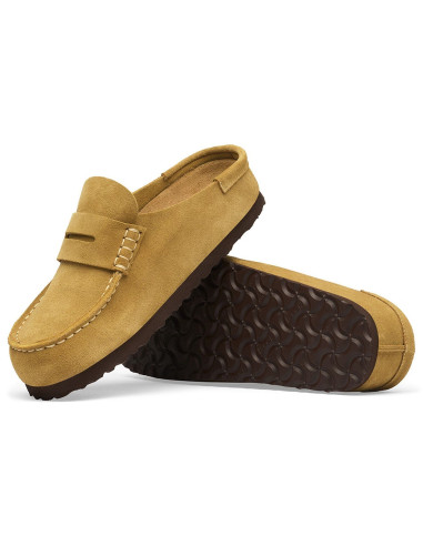 Birkenstock Naples Suede femme – Mocassins en suède Cork Brown