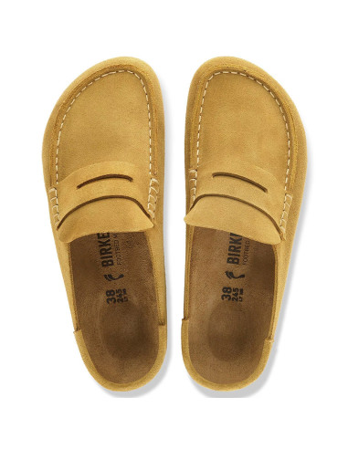 Birkenstock Naples Suede femme – Mocassins en suède Cork Brown