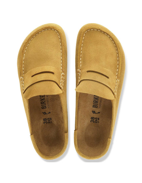 Birkenstock Naples Suede femme – Mocassins en suède Cork Brown