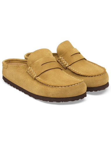 Birkenstock Naples Suede femme – Mocassins en suède Cork Brown