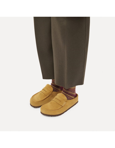 Birkenstock Naples Suede femme – Mocassins en suède Cork Brown