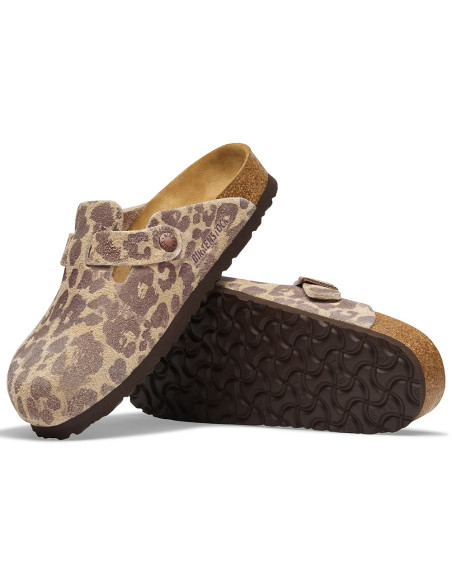 Birkenstock Boston Suede femme – Sabots imprimé Leo Sandcastle
