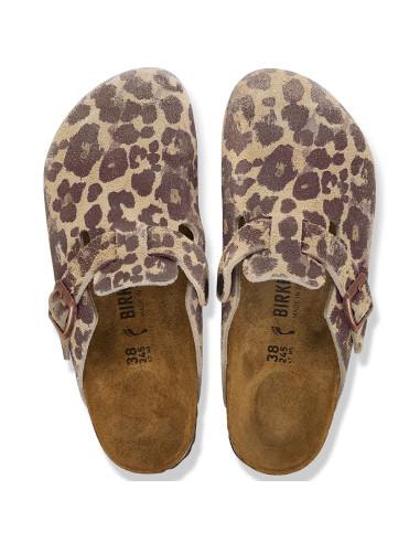 Birkenstock Boston Suede femme – Sabots imprimé Leo Sandcastle