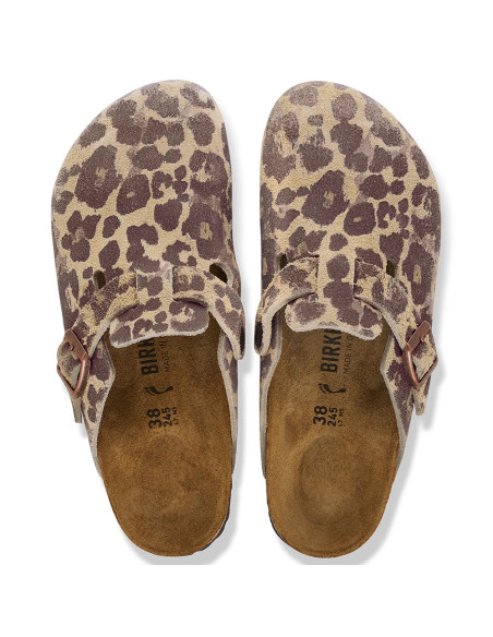 Birkenstock Boston Suede femme – Sabots imprimé Leo Sandcastle
