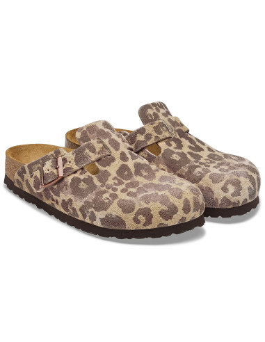 Birkenstock Boston Suede femme – Sabots imprimé Leo Sandcastle