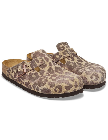 Birkenstock Boston Suede femme – Sabots imprimé Leo Sandcastle