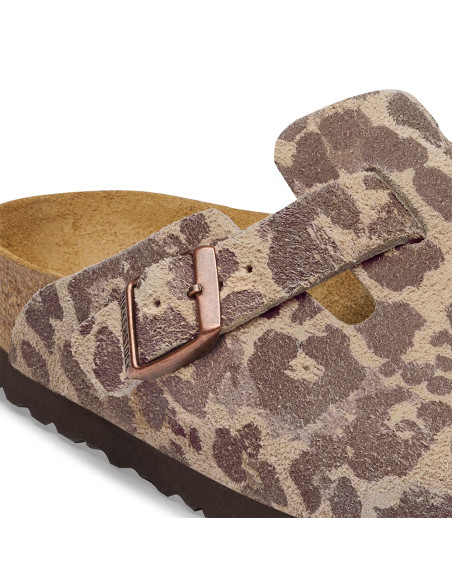 Birkenstock Boston Suede femme – Sabots imprimé Leo Sandcastle