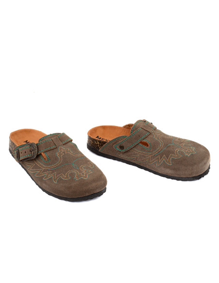Sabots Femme Mexicana Bahia Suede Taupe Style Bohème Chic