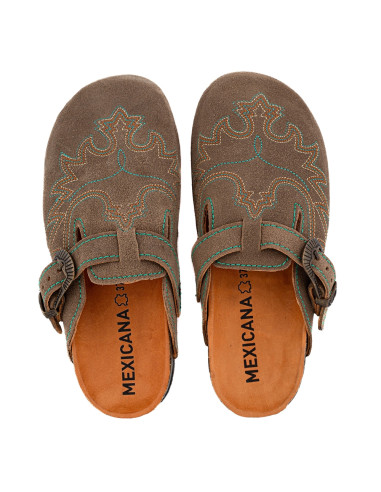 Sabots Femme Mexicana Bahia Suede Taupe Style Bohème Chic
