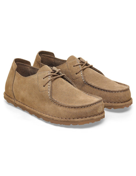 Derbies Homme Birkenstock Utti Lace Suede Leather Gray Taupe