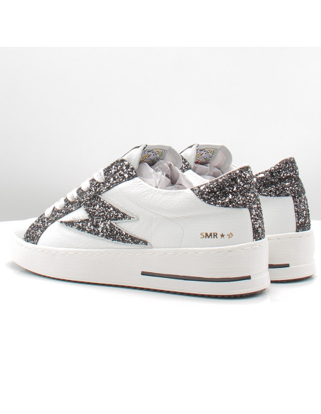 Baskets de Ville Femme SMR23 Maya Blanc/Noir à paillettes E458