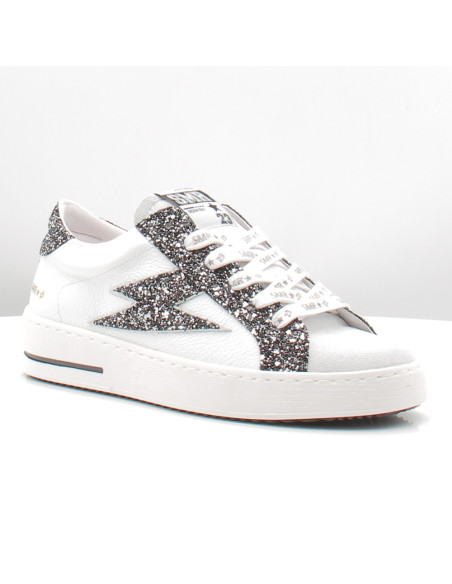 Baskets de Ville Femme SMR23 Maya Blanc/Noir à paillettes E458