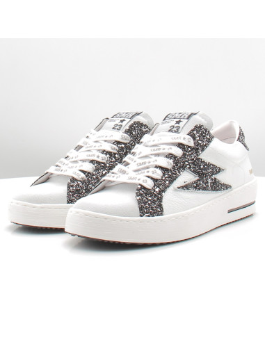 Baskets de Ville Femme SMR23 Maya Blanc/Noir à paillettes E458