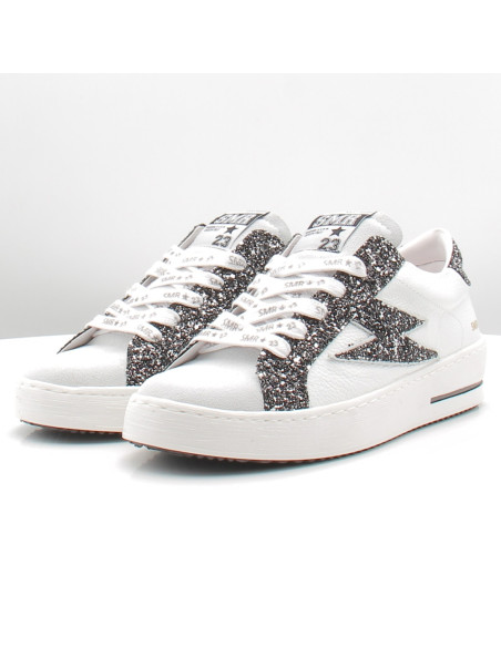 Baskets de Ville Femme SMR23 Maya Blanc/Noir à paillettes E458