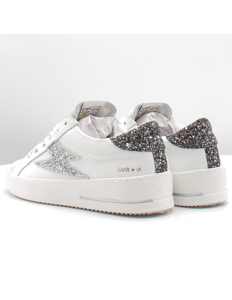 Baskets de Ville Femme SMR23 Maya Blanc/Argent à paillettes E457