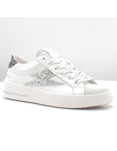 Baskets de Ville Femme SMR23 Maya Blanc/Argent à paillettes E457