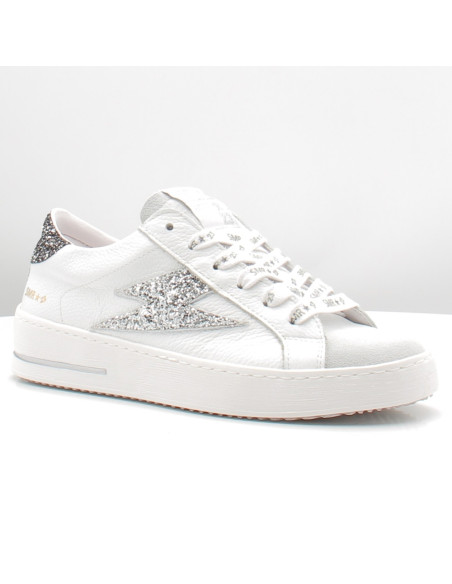 Baskets de Ville Femme SMR23 Maya Blanc/Argent à paillettes E457