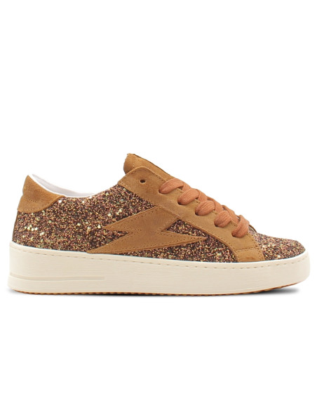 Baskets de Ville Femme SMR23 Maya Camel à paillettes E180H