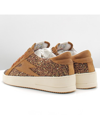 Baskets de Ville Femme SMR23 Maya Camel à paillettes E180H
